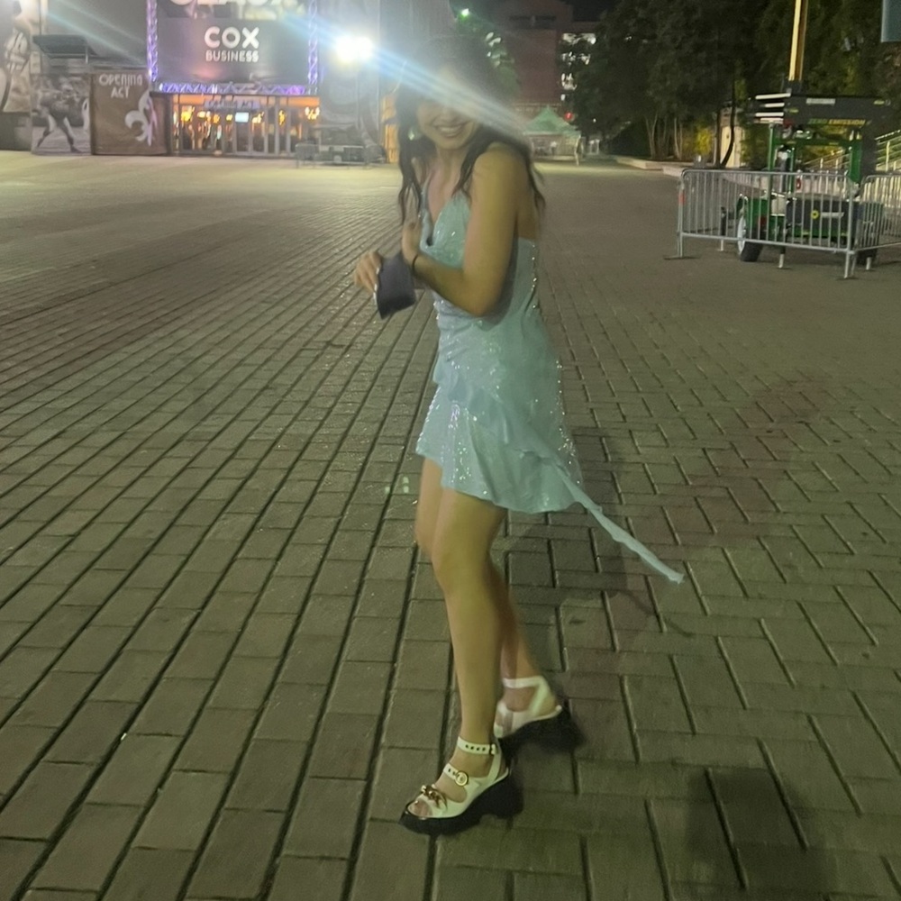 Light Blue Sequin Mini Dress - Picture 3 of 3